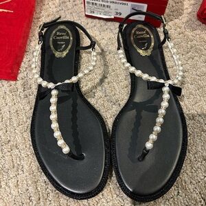 Rene Caovilla black pearl sandals LIKE NEW